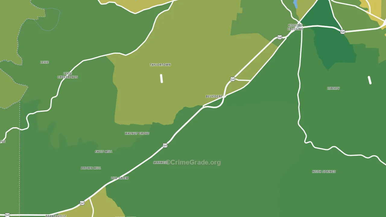 Belvidere, TN Map of Vehicle Theft Rates