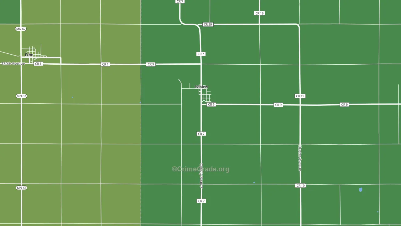 Belview, MN Map of Vehicle Theft Rates