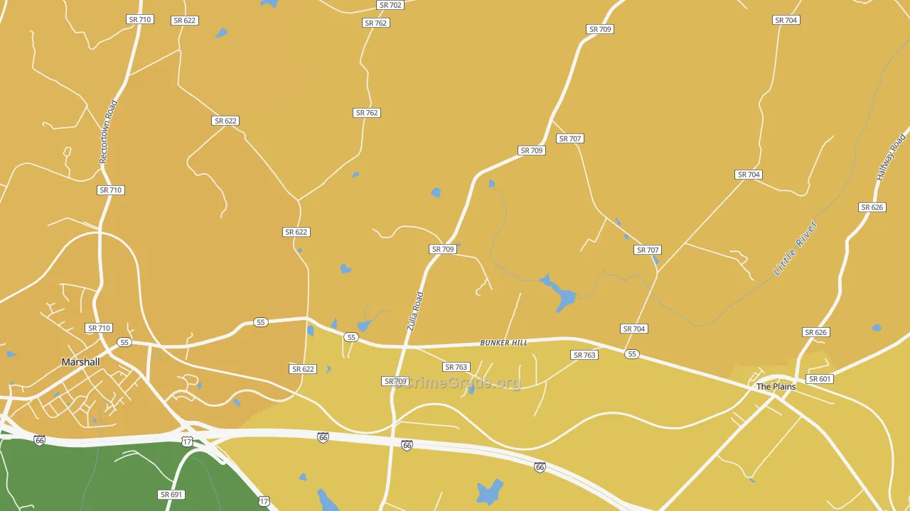 Belvoir, VA Map of Vehicle Theft Rates