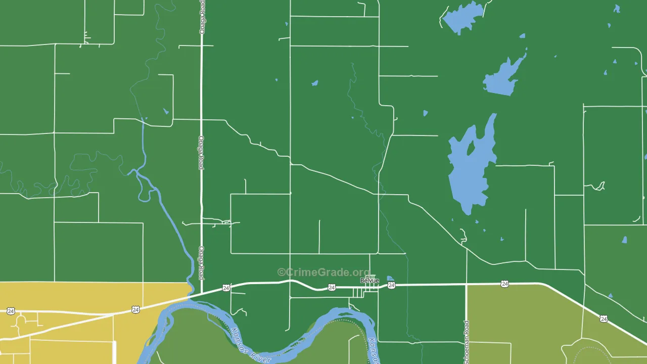 Belvue, KS Map of Vehicle Theft Rates