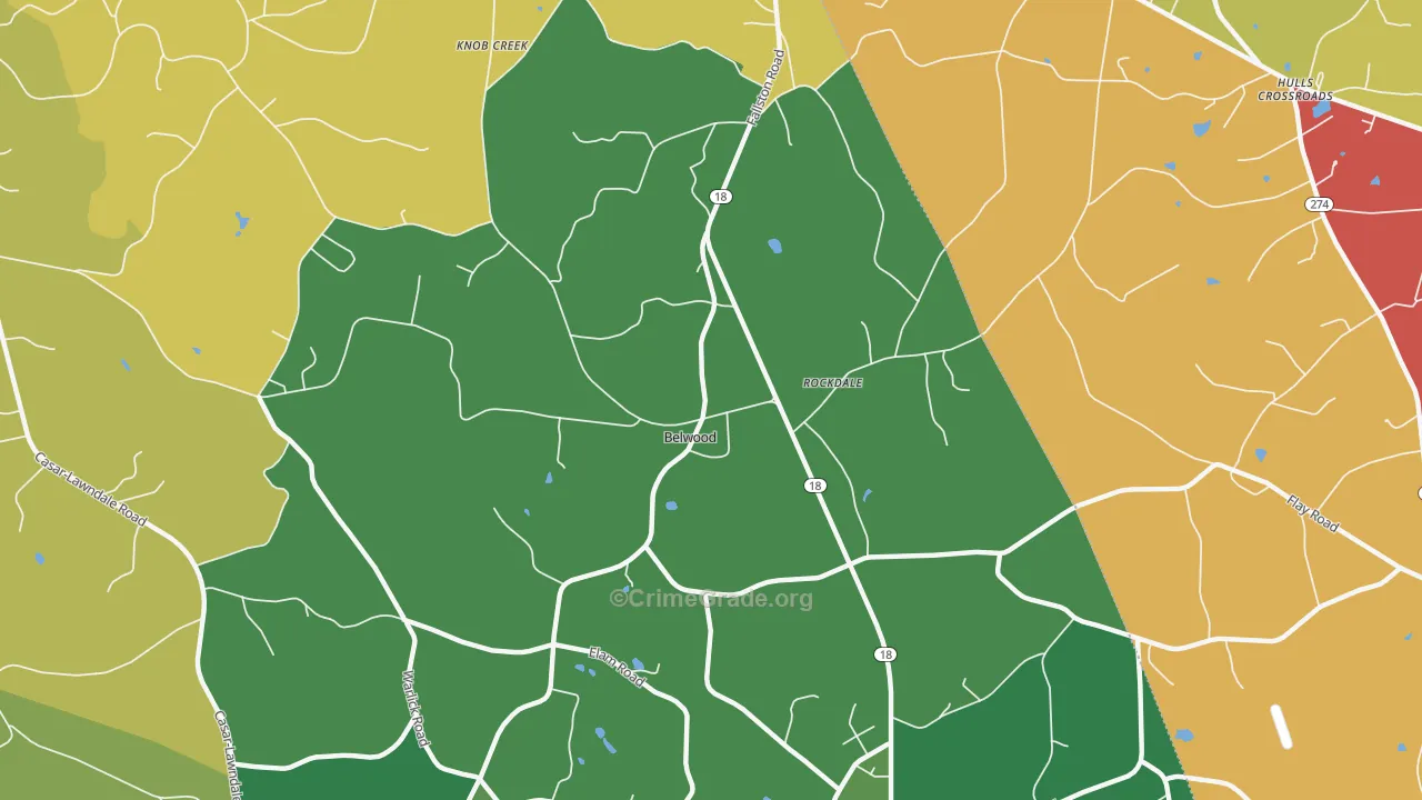 Belwood, NC Map of Vehicle Theft Rates