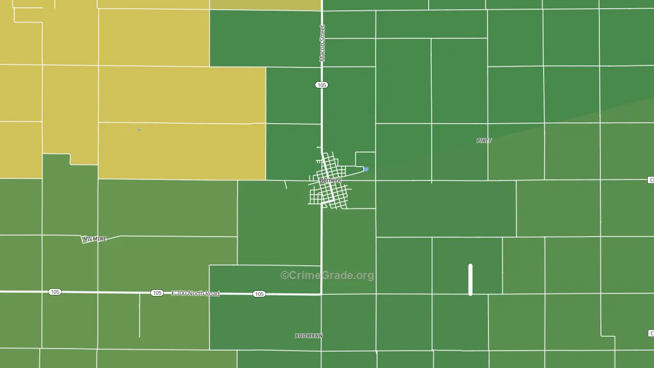 Bement, IL Map of Vehicle Theft Rates
