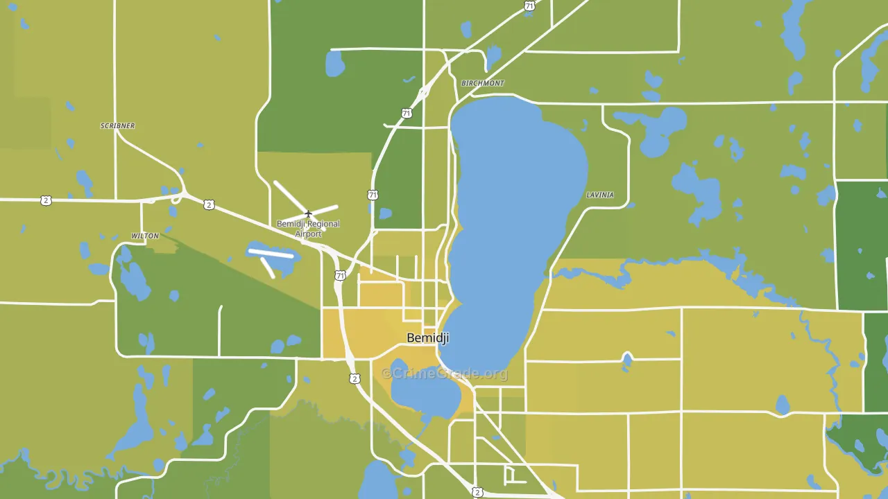 Bemidji, MN Map of Vehicle Theft Rates