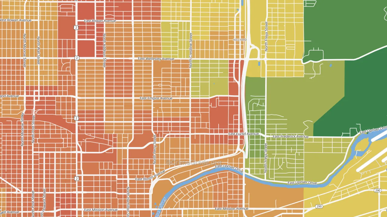 Bemiss, Spokane, WA Map of Vehicle Theft Rates