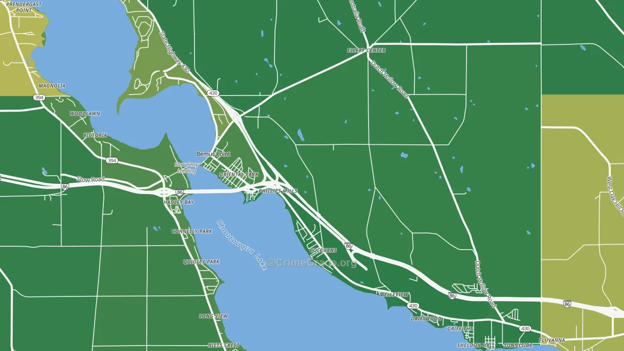Bemus Point, NY Map of Vehicle Theft Rates