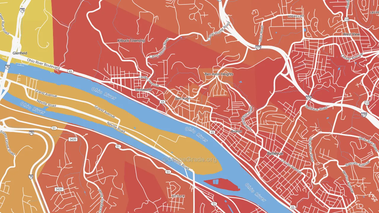 Ben Avon, PA Map of Vehicle Theft Rates