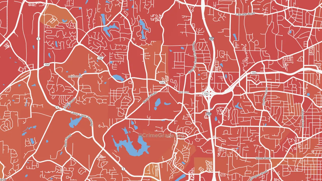 Ben Hill, Atlanta, GA Map of Vehicle Theft Rates
