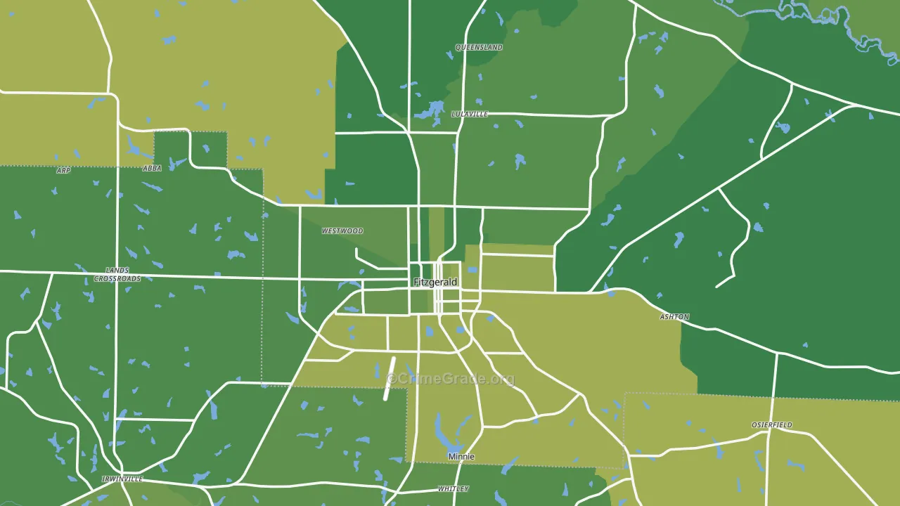 Ben Hill County, GA Map of Vehicle Theft Rates