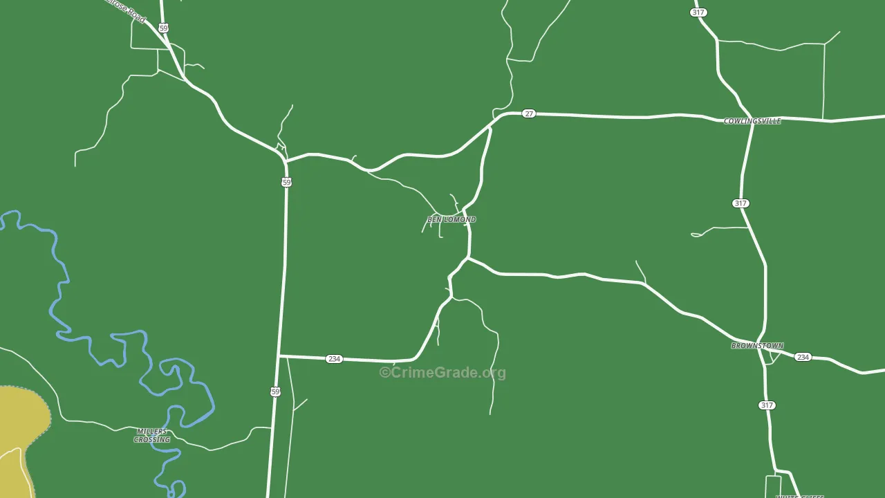Ben Lomond, AR Map of Vehicle Theft Rates