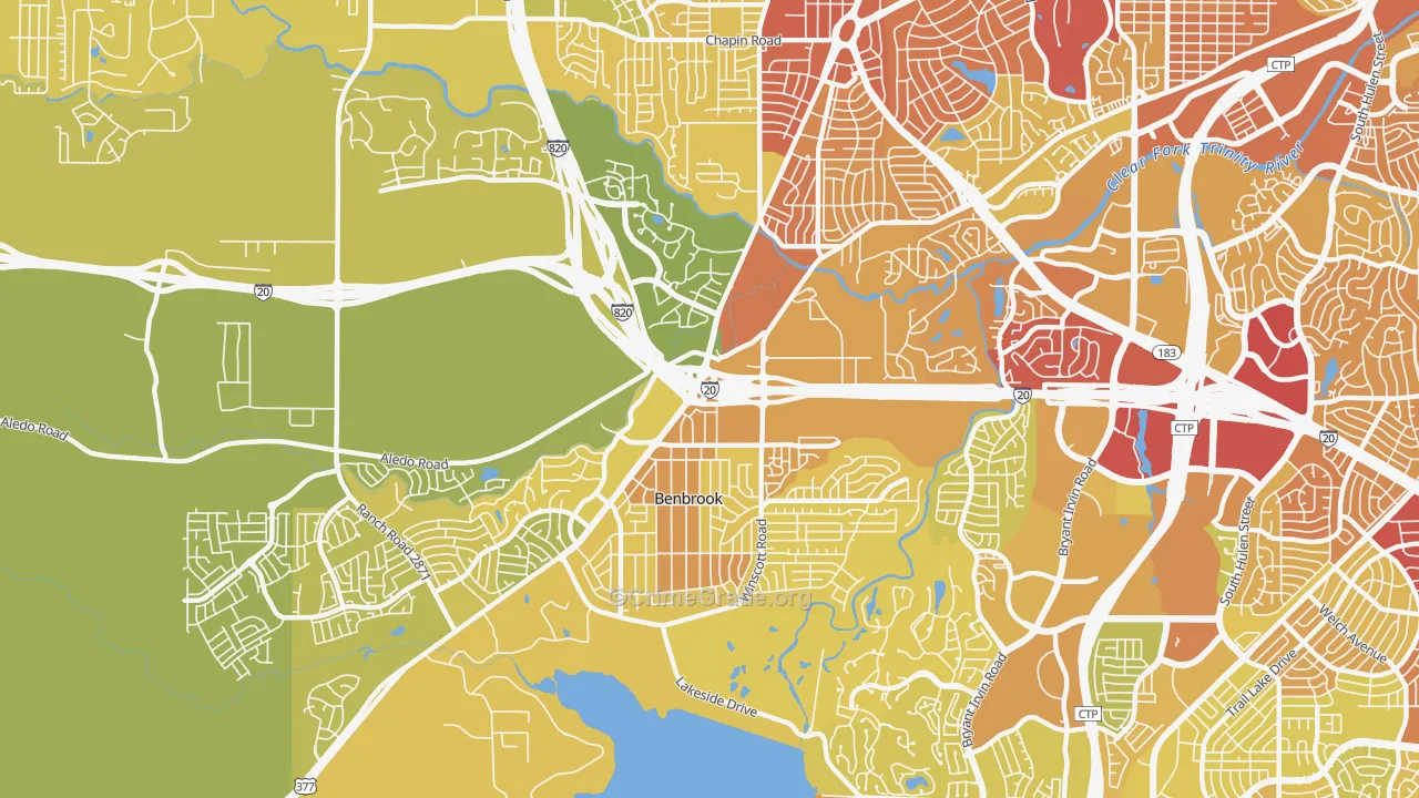 Benbrook, TX Map of Vehicle Theft Rates