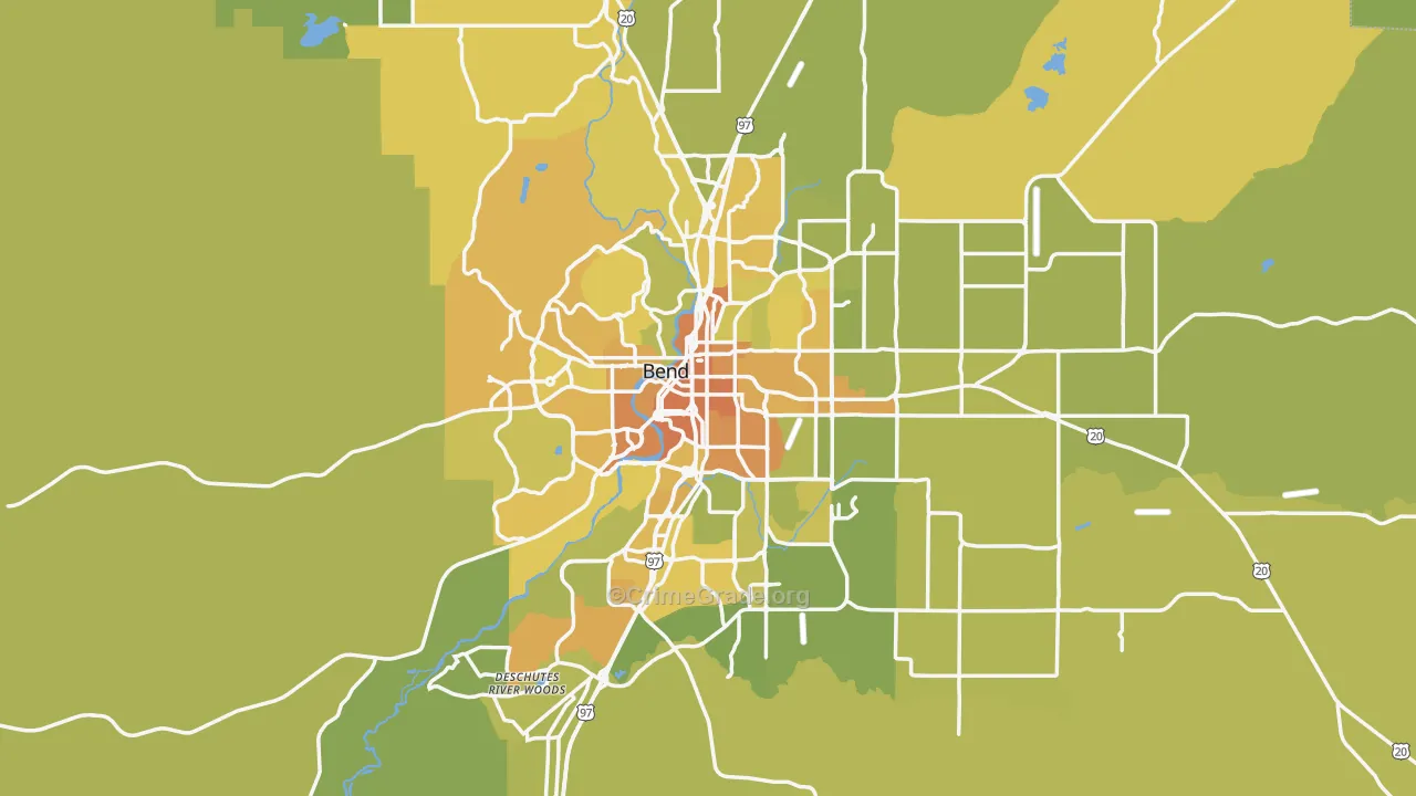 Bend, OR Map of Vehicle Theft Rates