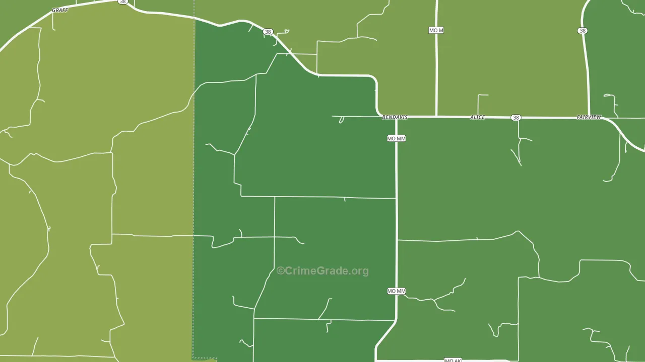 Bendavis, MO Map of Vehicle Theft Rates