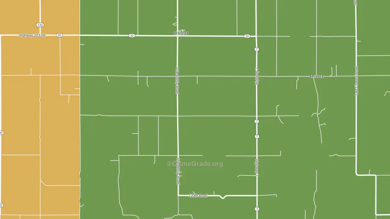 Bendena, KS Map of Vehicle Theft Rates