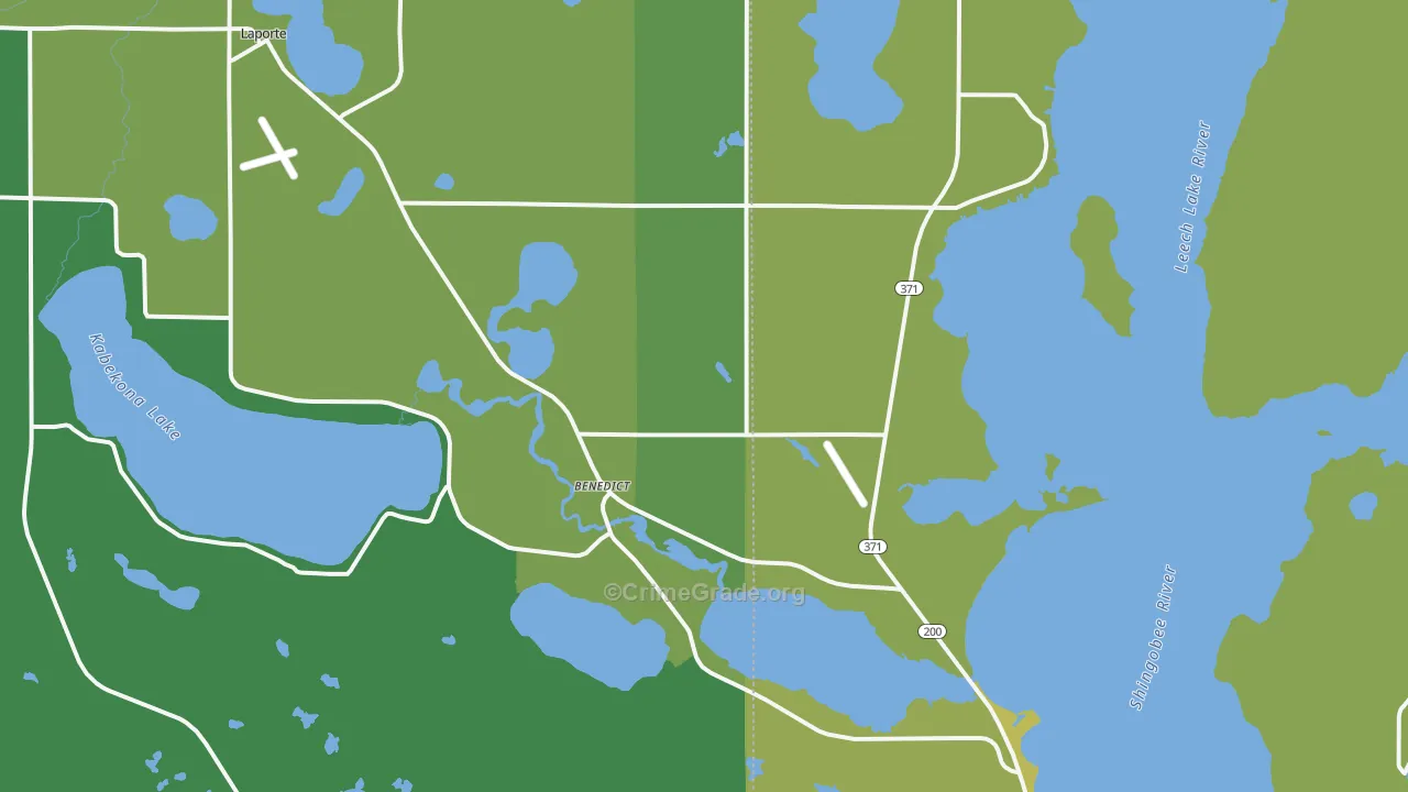 Benedict, MN Map of Vehicle Theft Rates