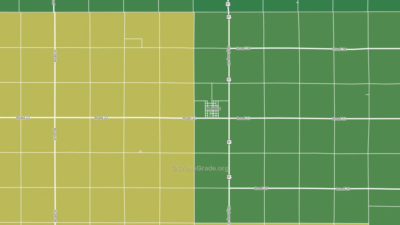 Benedict, NE Map of Vehicle Theft Rates