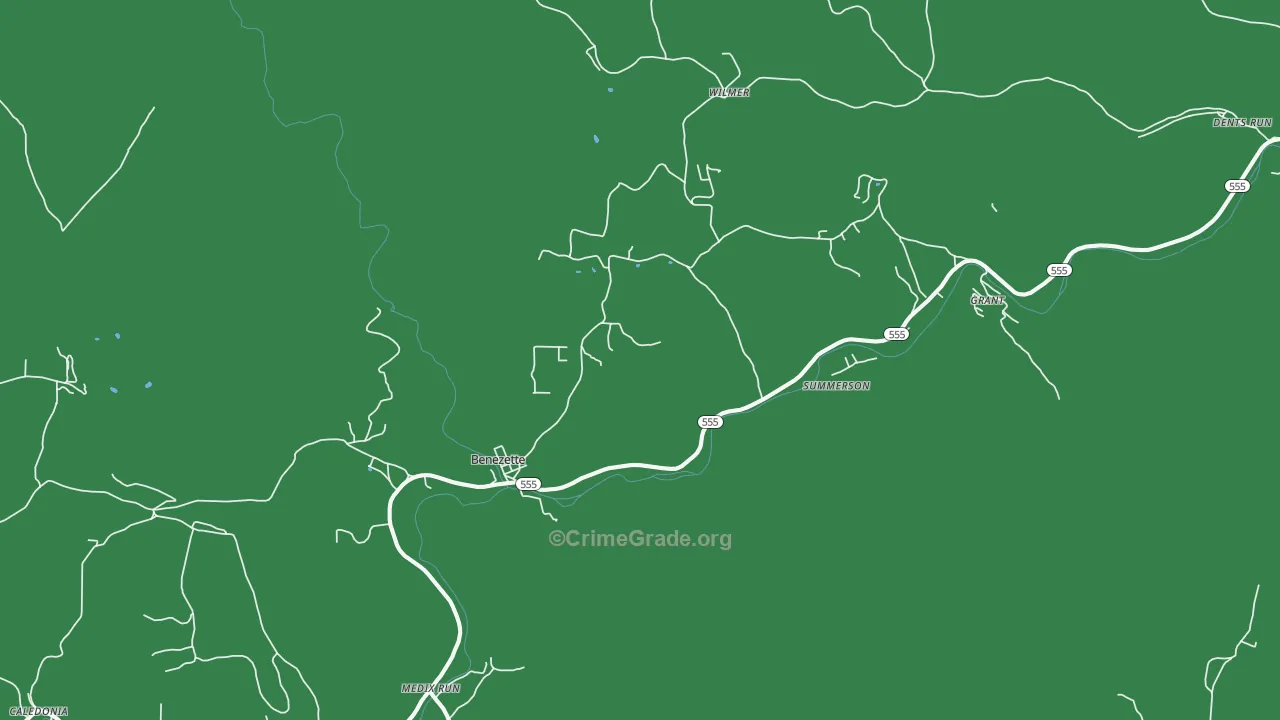 Benezett, PA Map of Vehicle Theft Rates
