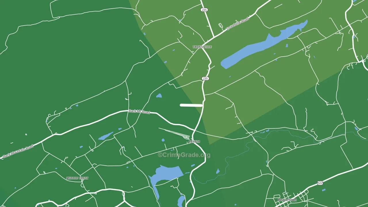 Benfer, PA Map of Vehicle Theft Rates