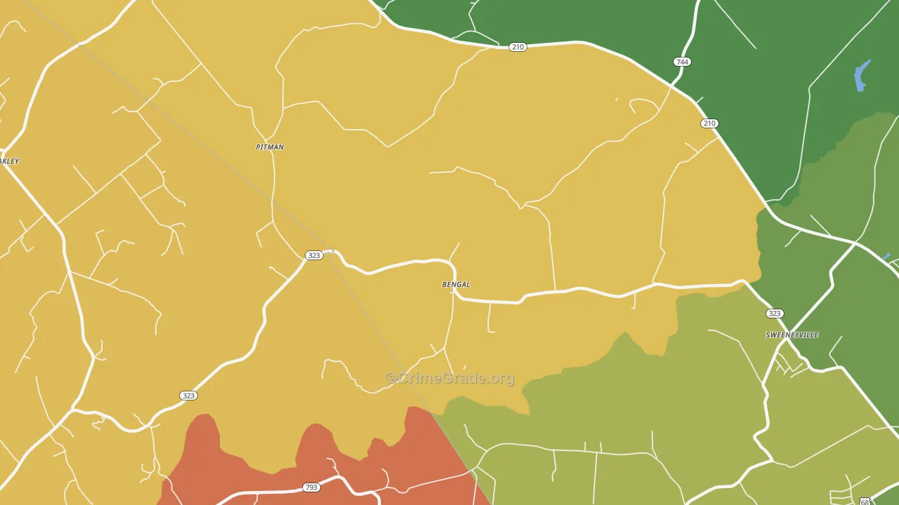 Bengal, KY Map of Vehicle Theft Rates