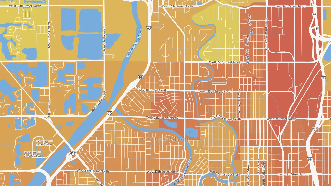 Benjamin Hills, Wichita, KS Map of Vehicle Theft Rates