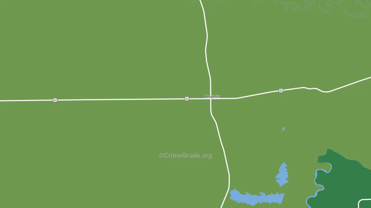 Benjamin, TX Map of Vehicle Theft Rates