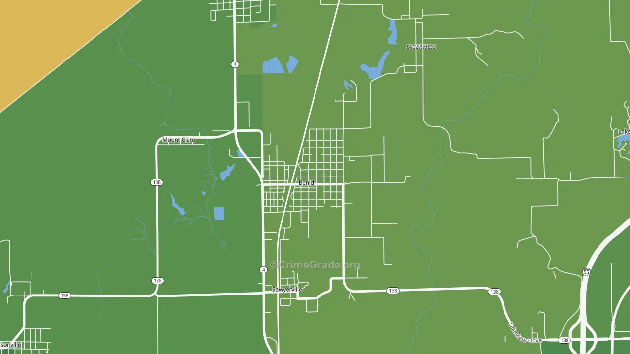 Benld, IL Map of Vehicle Theft Rates