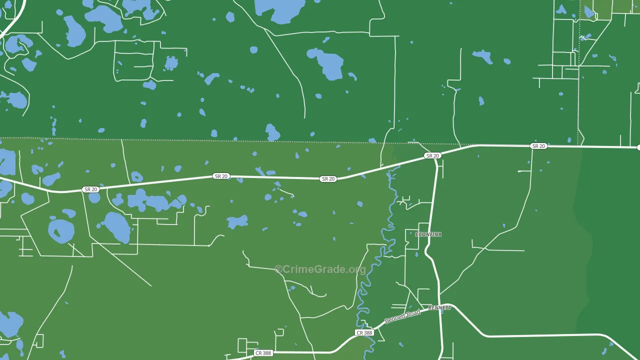 Bennett, FL Map of Vehicle Theft Rates