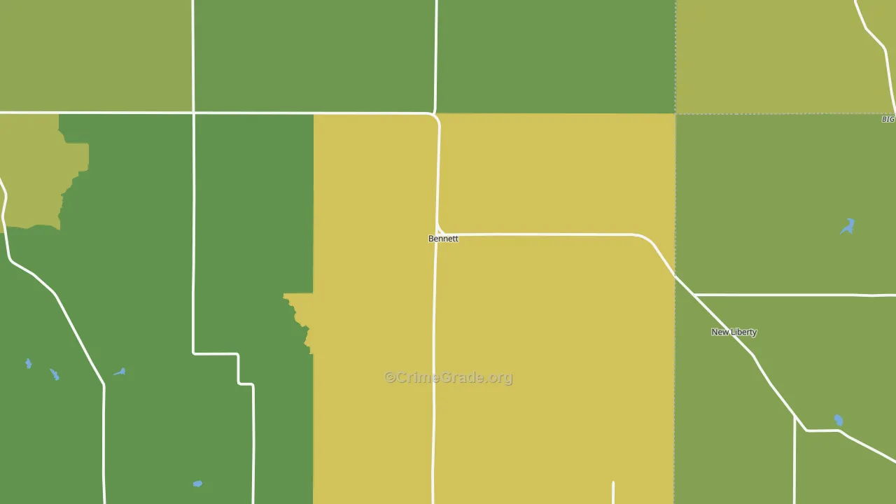 Bennett, IA Map of Vehicle Theft Rates