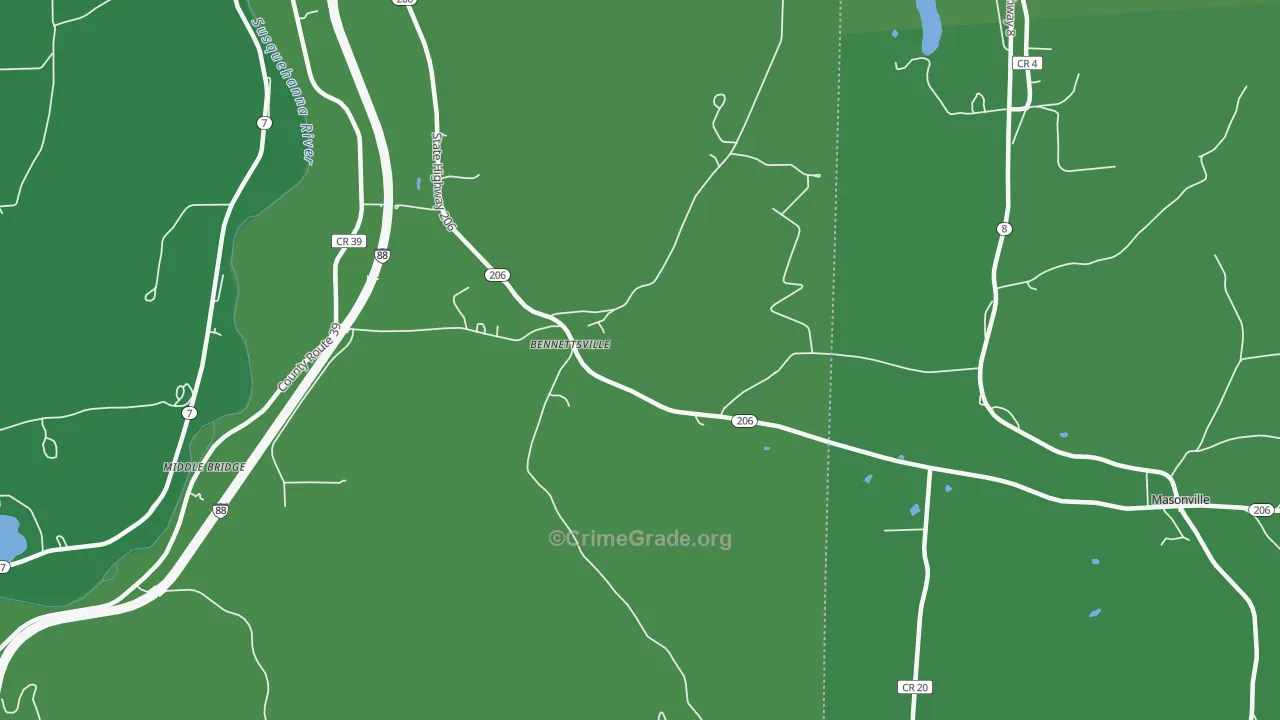 Bennettsville, NY Map of Vehicle Theft Rates
