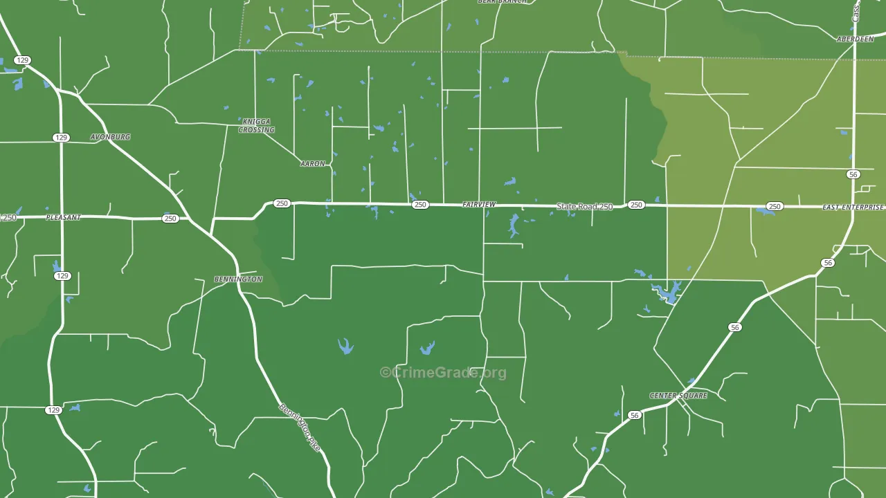 Bennington, IN Map of Vehicle Theft Rates