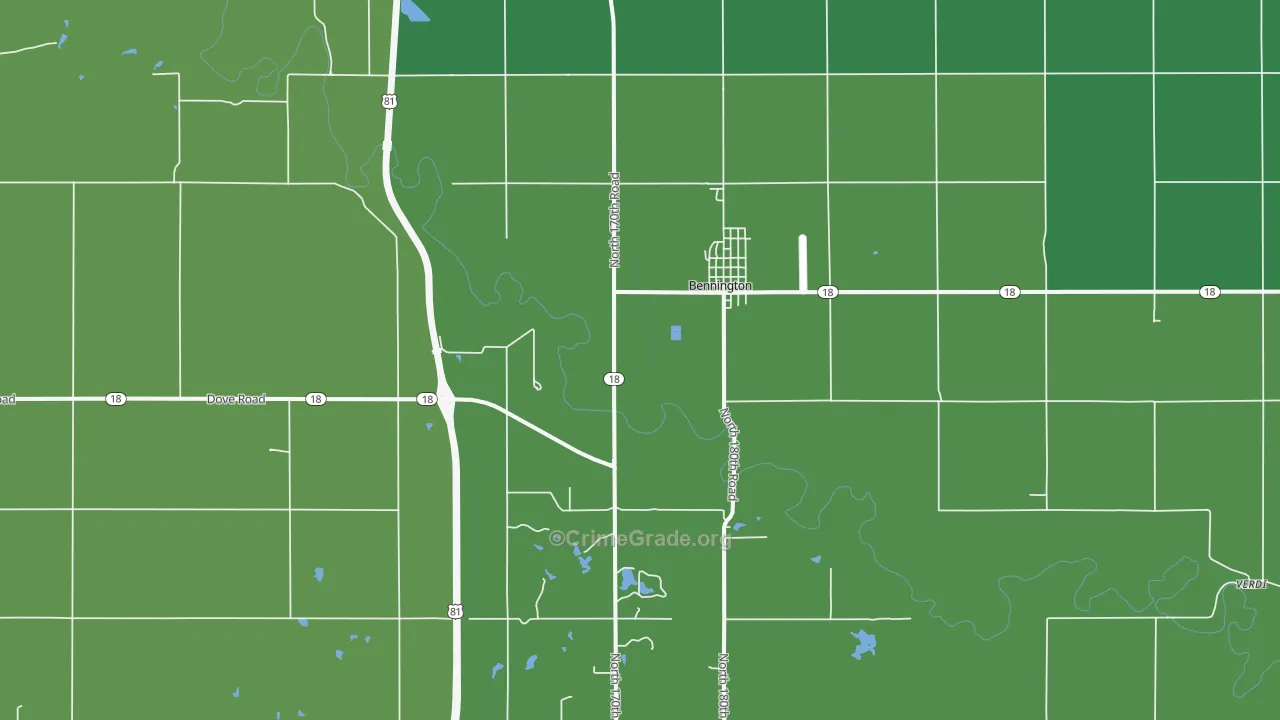 Bennington, KS Map of Vehicle Theft Rates