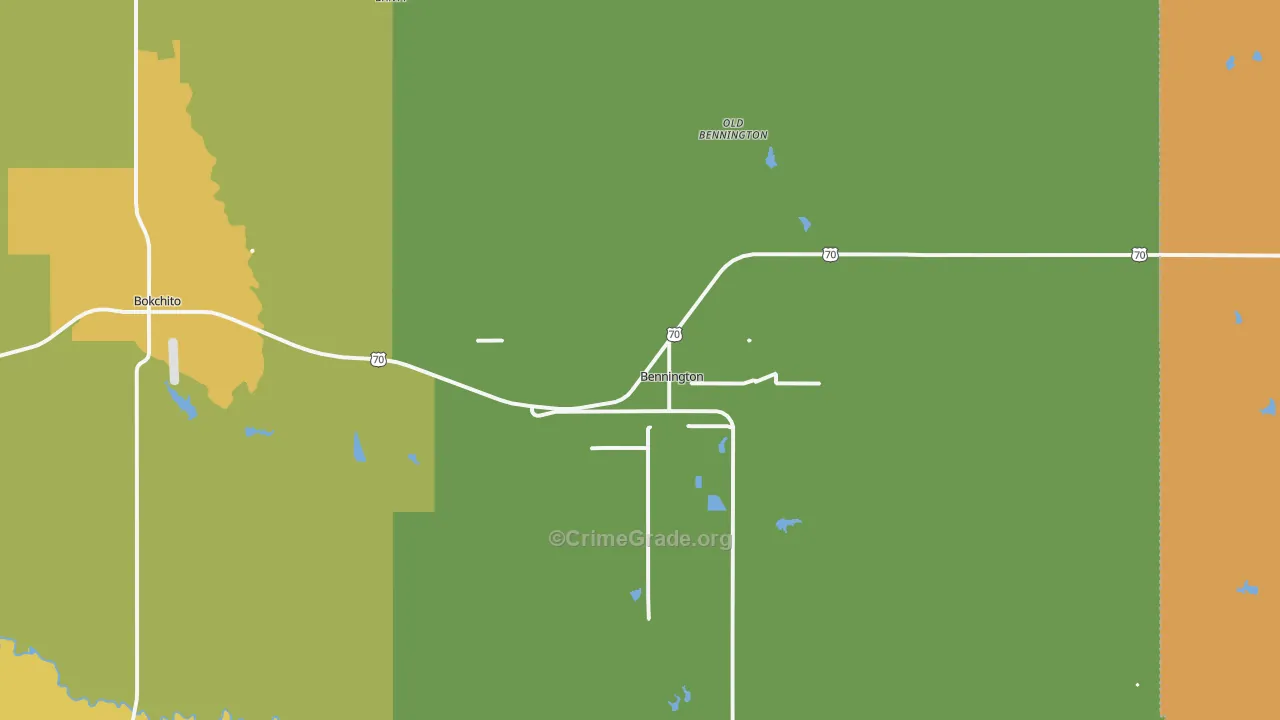Bennington, OK Map of Vehicle Theft Rates