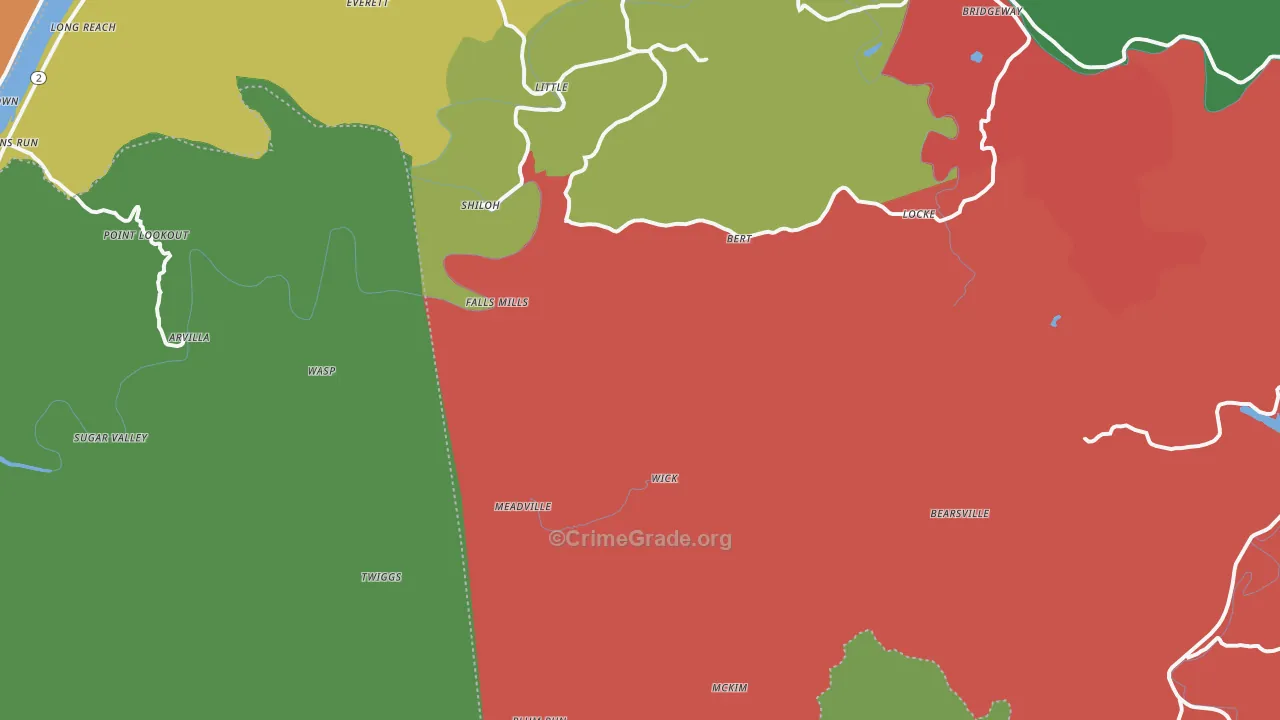 Bens Run, WV Map of Vehicle Theft Rates