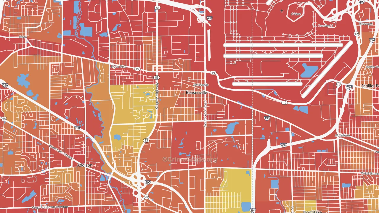 Bensenville, IL Map of Vehicle Theft Rates