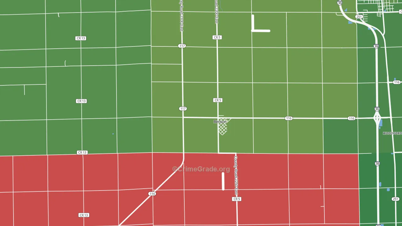 Benson, IL Map of Vehicle Theft Rates