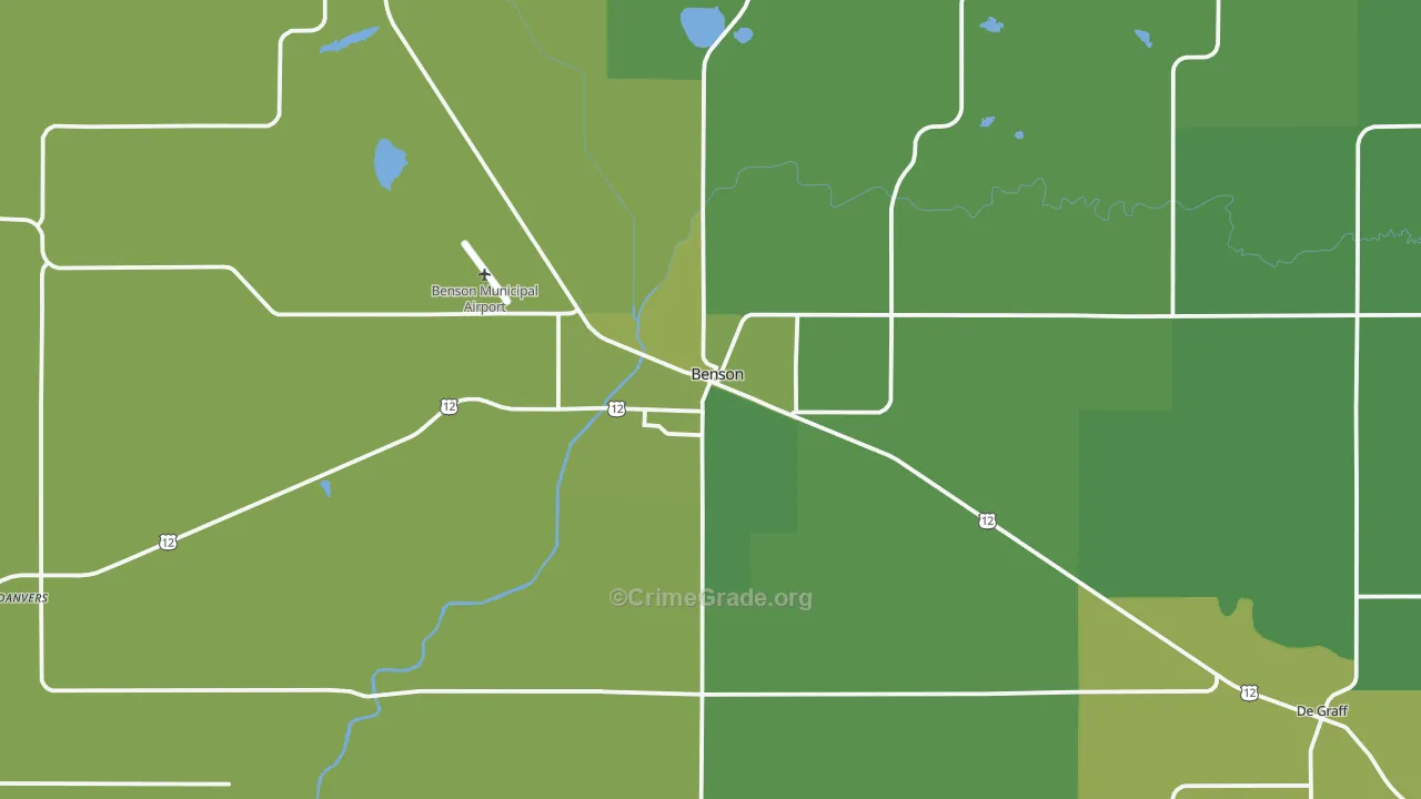 Benson, MN Map of Vehicle Theft Rates