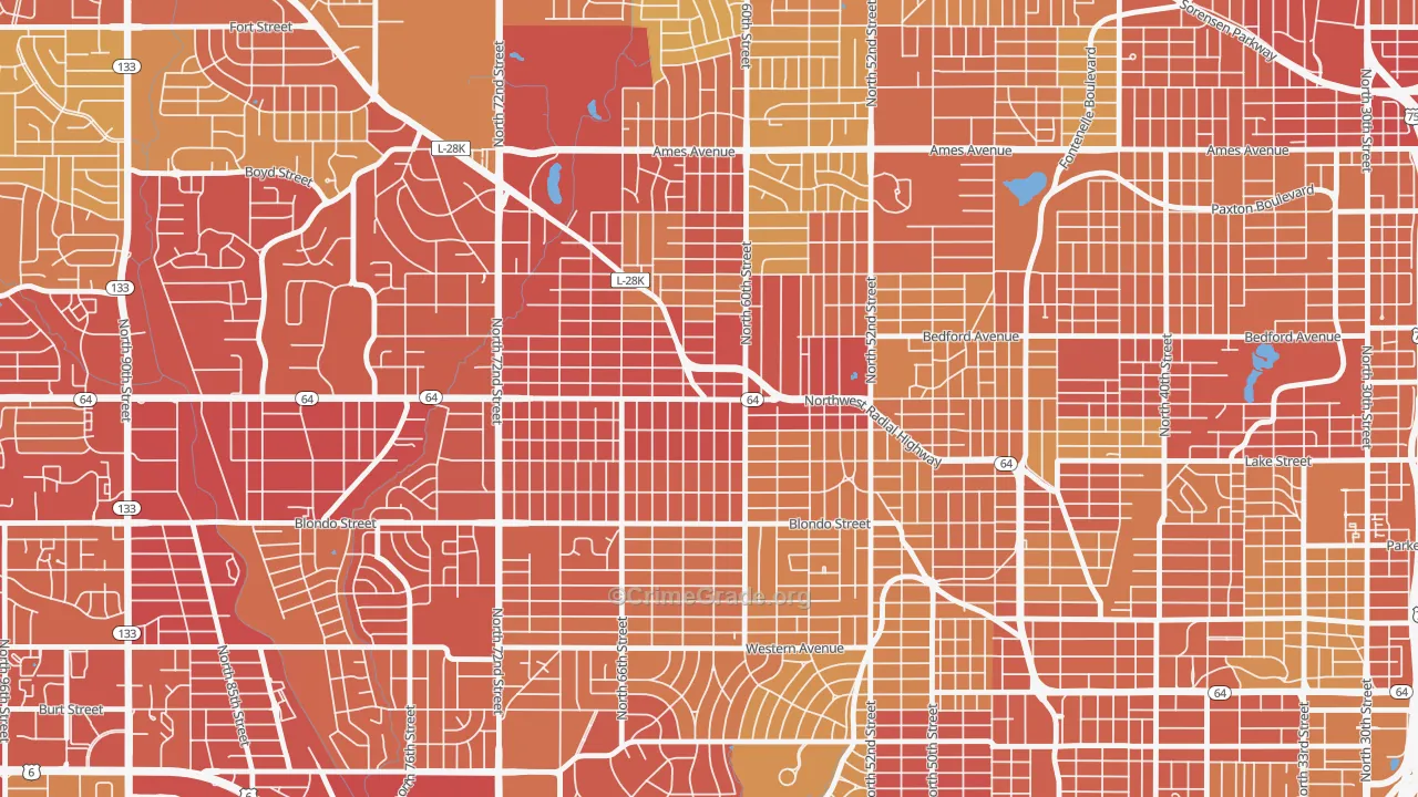 Benson, Omaha, NE Map of Vehicle Theft Rates