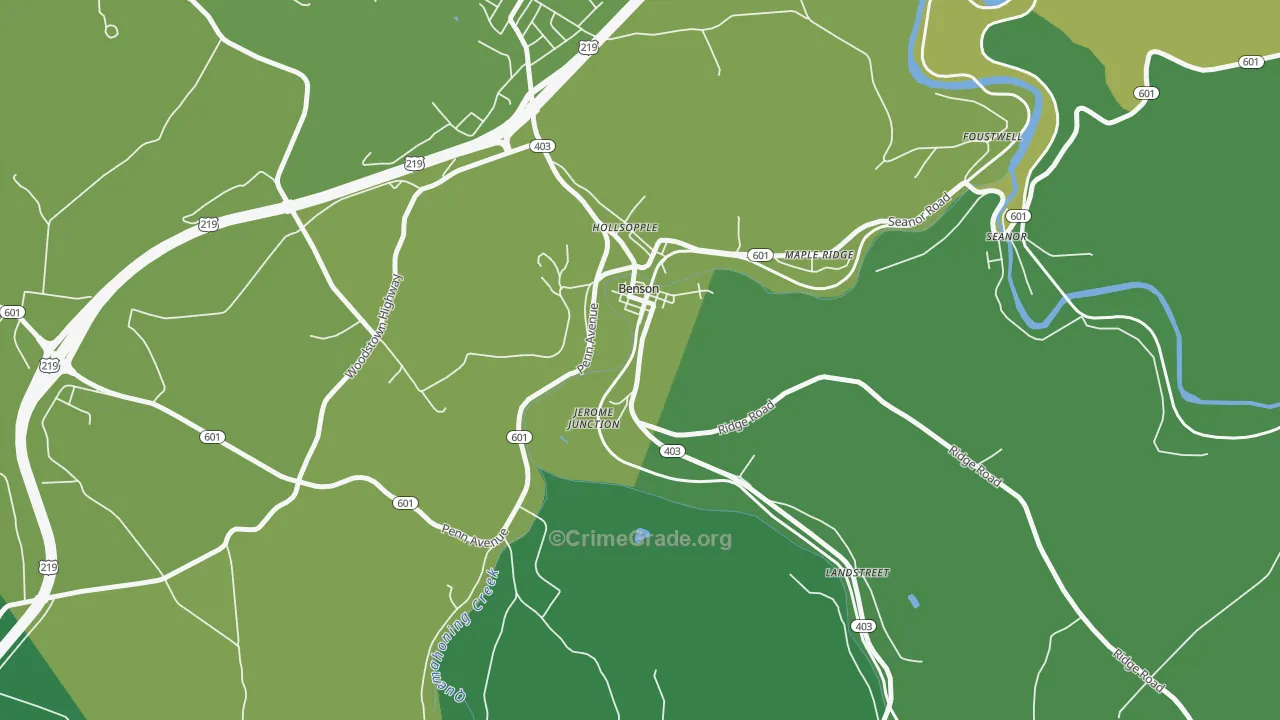 Benson, PA Map of Vehicle Theft Rates
