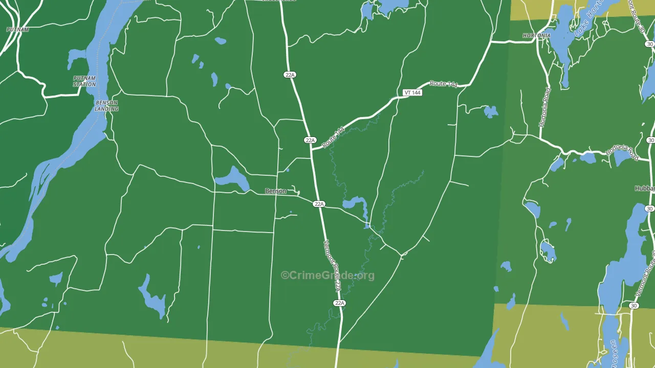 Benson, VT Map of Vehicle Theft Rates