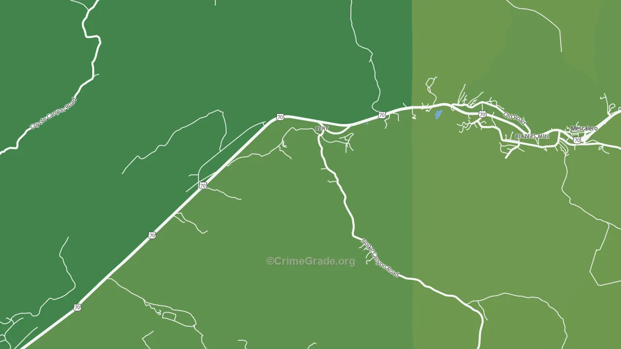 Bent, NM Map of Vehicle Theft Rates