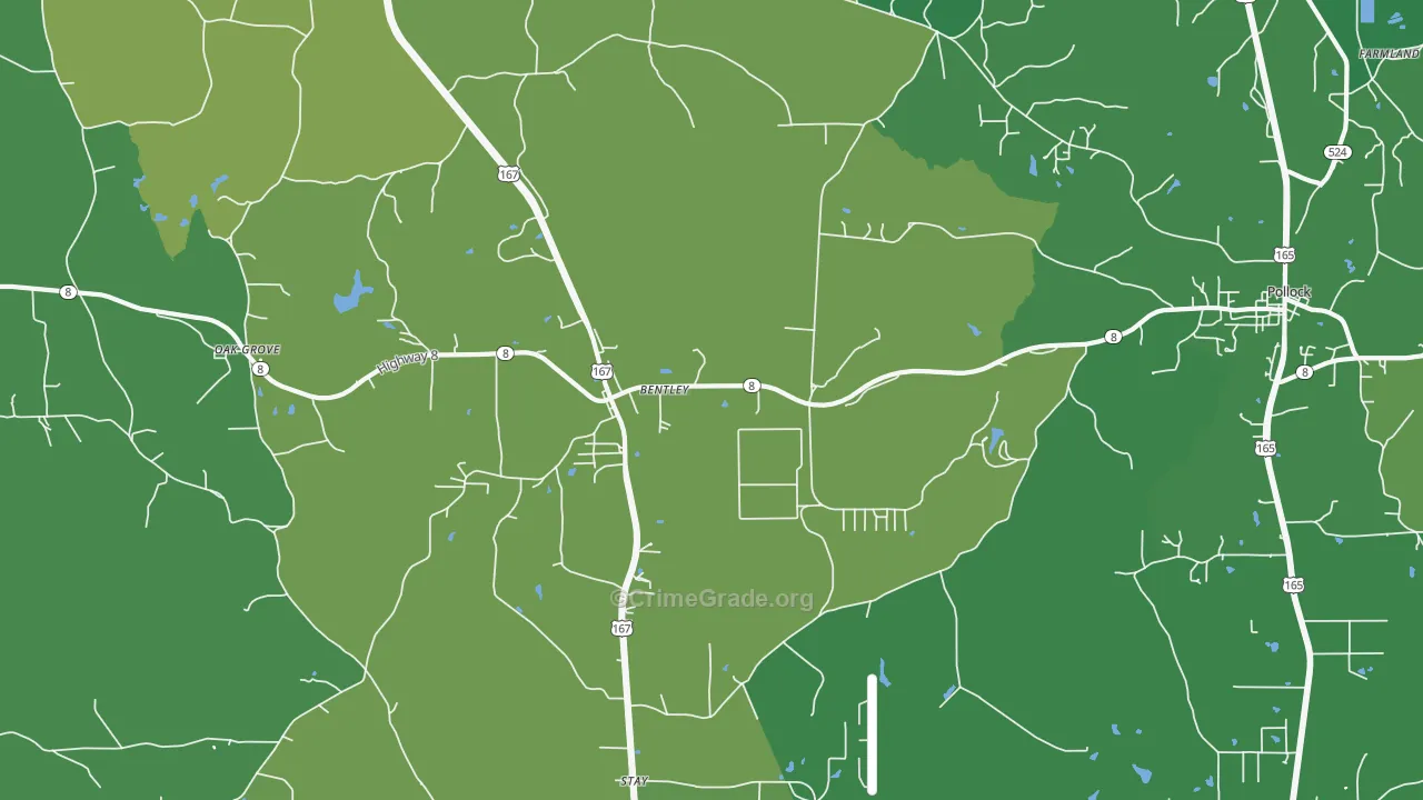 Bentley, LA Map of Vehicle Theft Rates