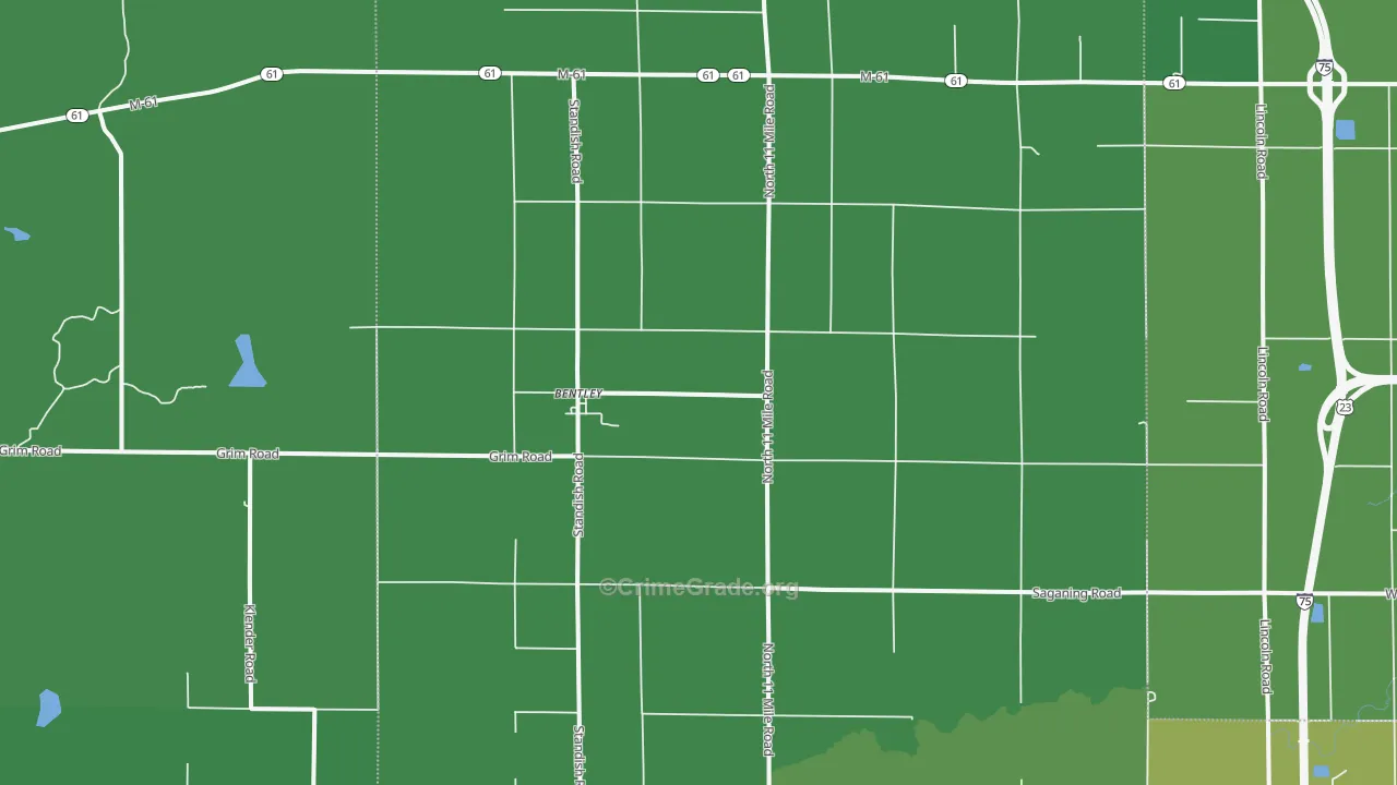 Bentley, MI Map of Vehicle Theft Rates