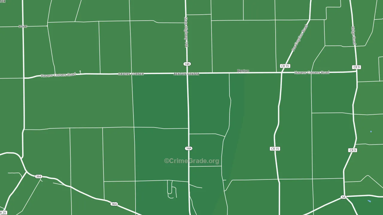 Benton Center, NY Map of Vehicle Theft Rates