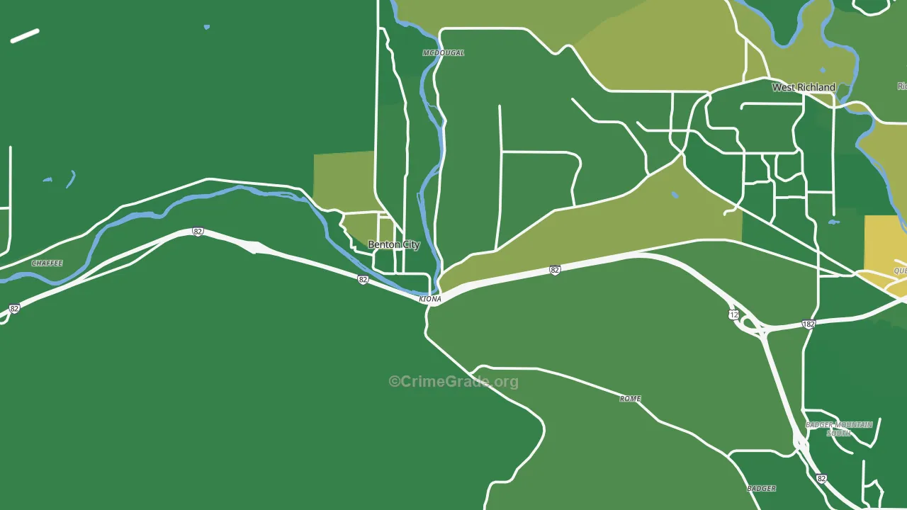 Benton City, WA Map of Vehicle Theft Rates