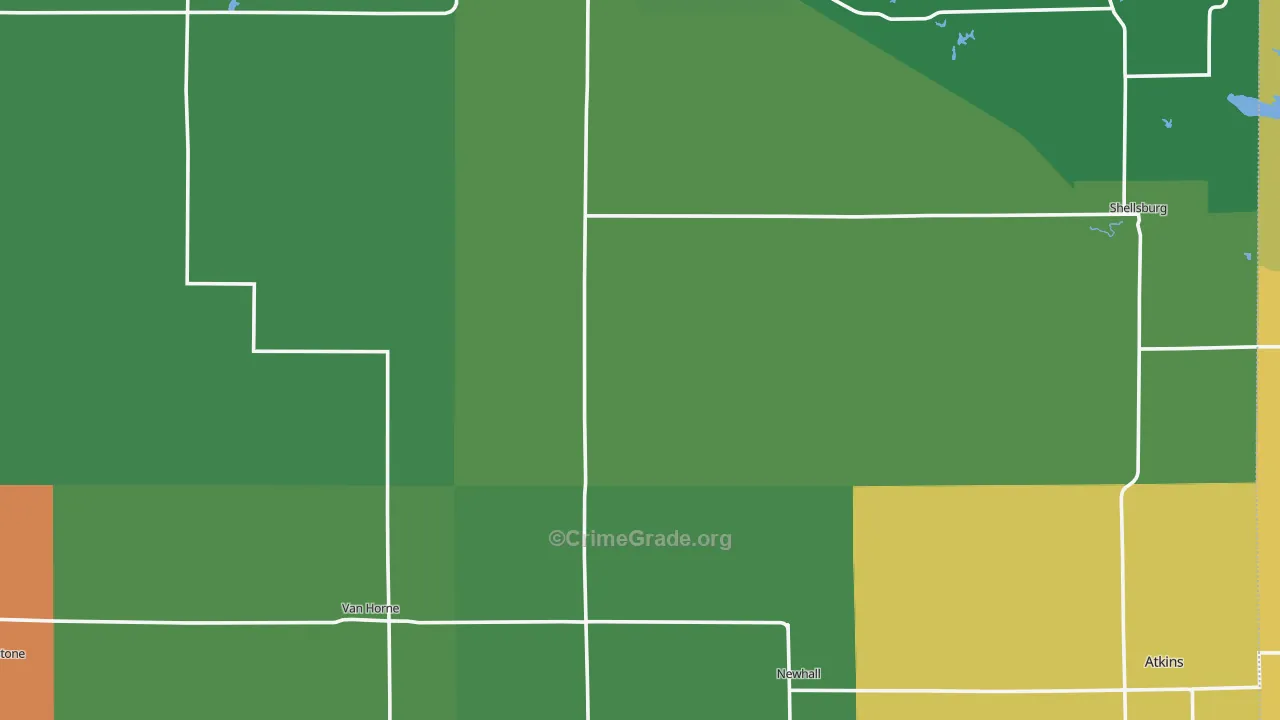 Benton County, IA Map of Vehicle Theft Rates