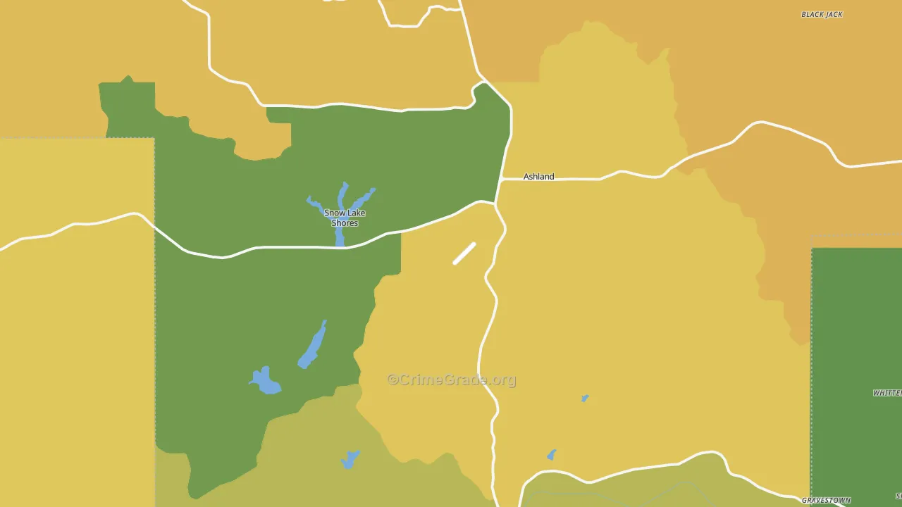 Benton County, MS Map of Vehicle Theft Rates