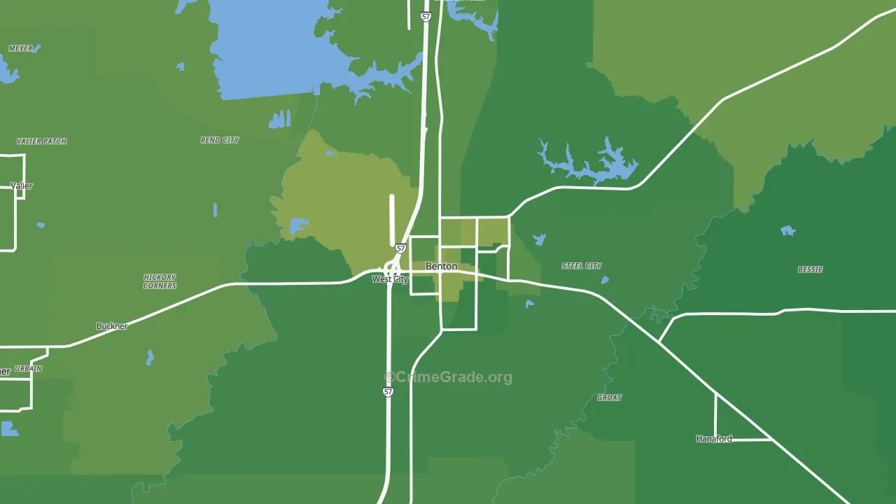 Benton, IL Map of Vehicle Theft Rates