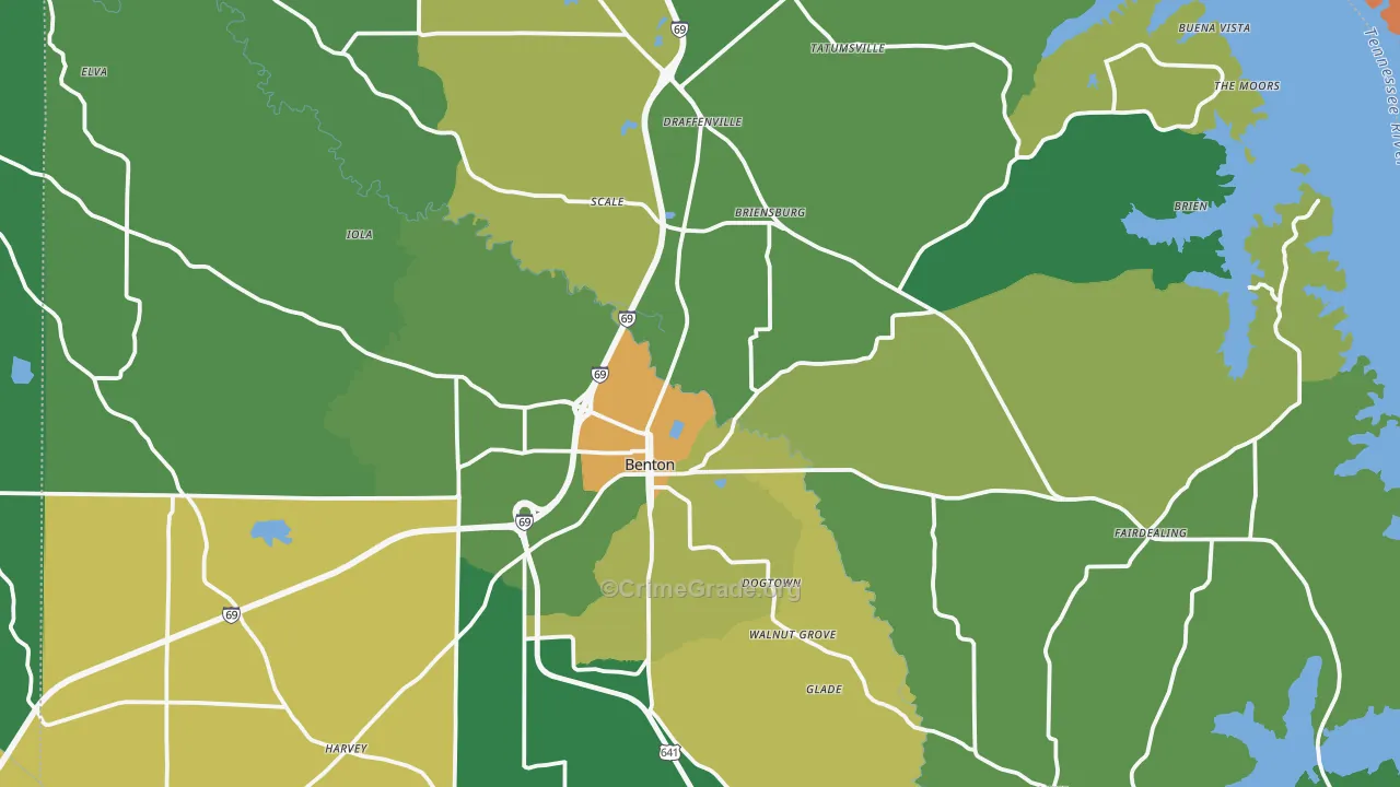 Benton, KY Map of Vehicle Theft Rates
