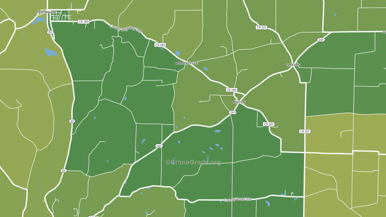 Benton, OH Map of Vehicle Theft Rates