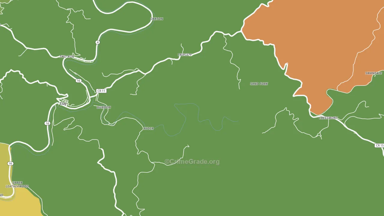 Bentree, WV Map of Vehicle Theft Rates