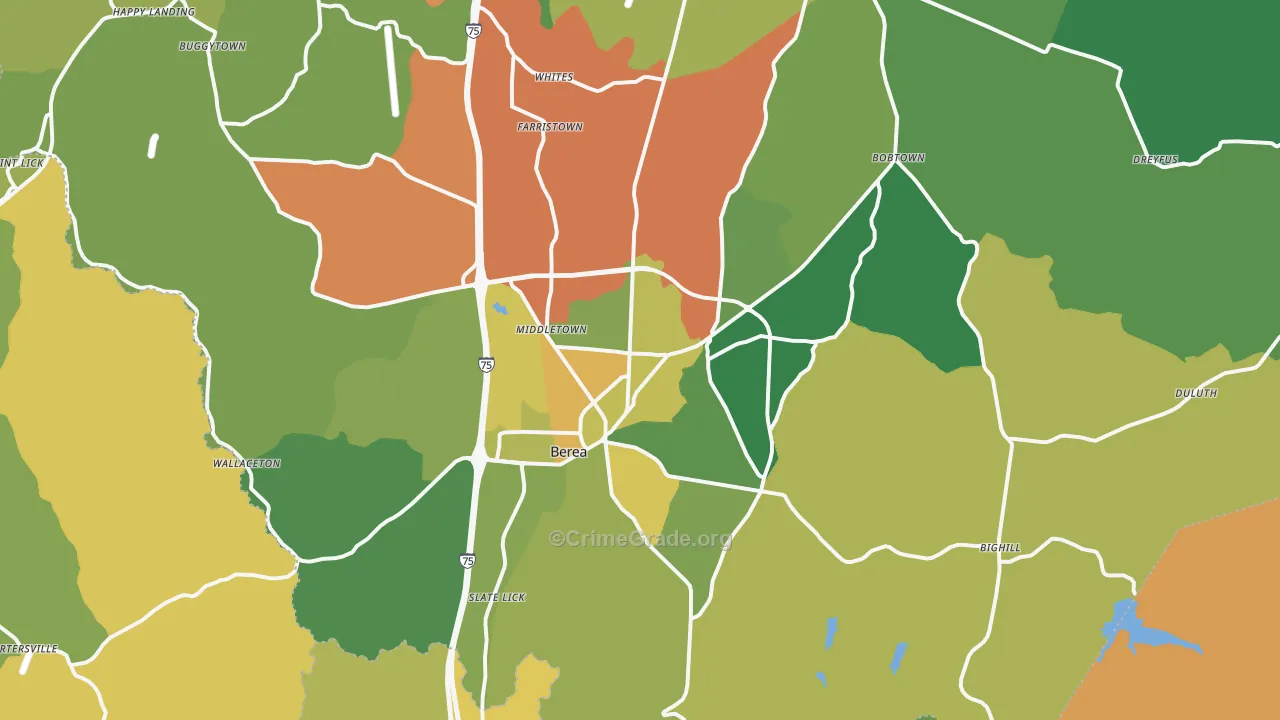 Berea, KY Map of Vehicle Theft Rates